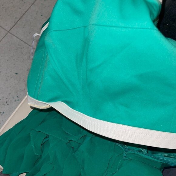 Tadashi Vintage Dress Size Medium Green Layer Chiffon Silk Satin Strapless New - Picture 13 of 13